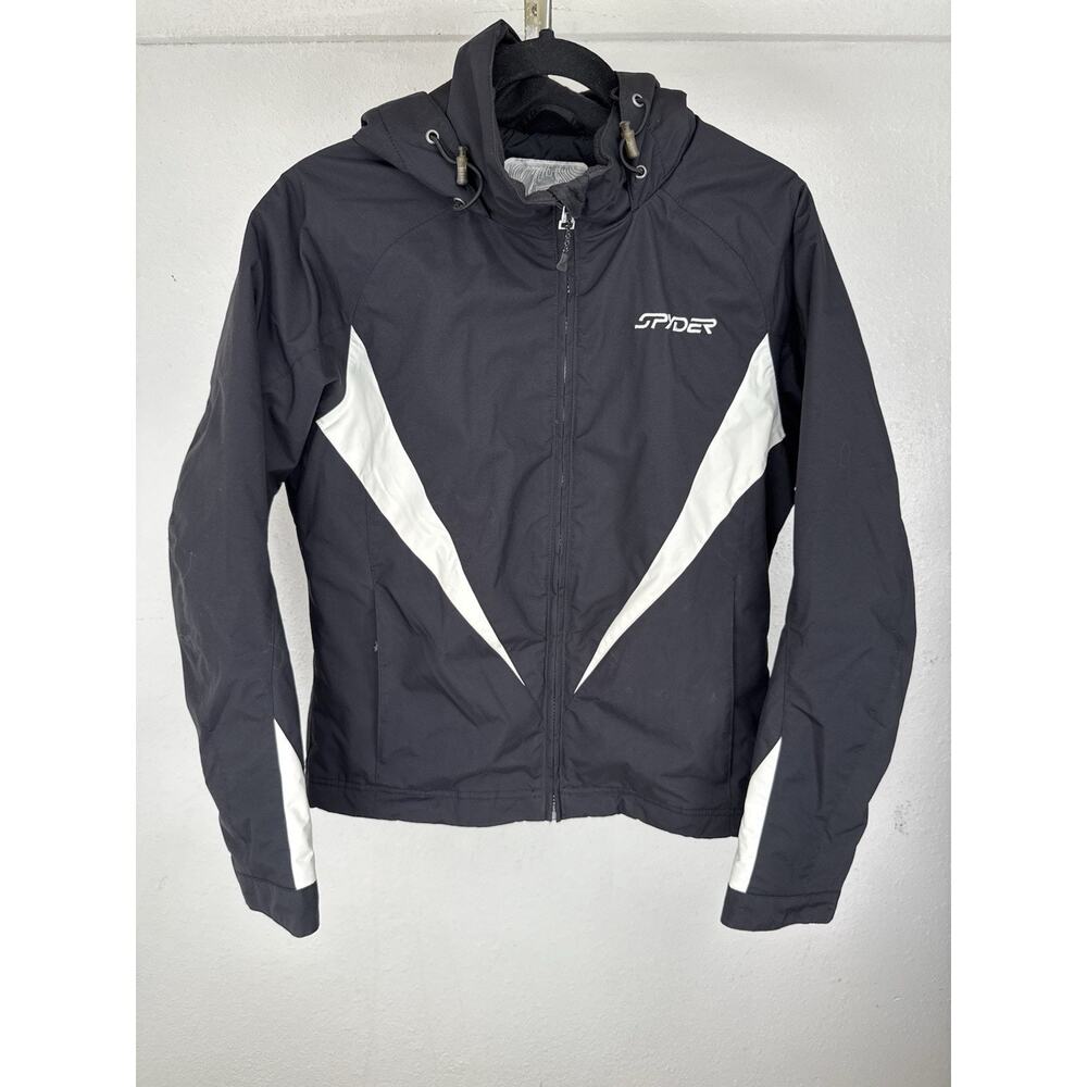 Spyder XT 5000 Ski Jacket Women's Size 8 US Puffer Coat Black White Hooded